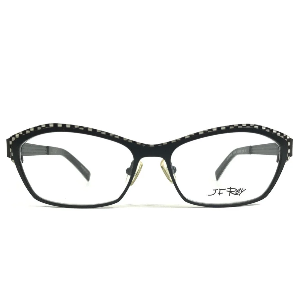 J.F. Rey Eyeglasses Frames JF2555 0010 Black White Checkered Full Rim 53-15-134